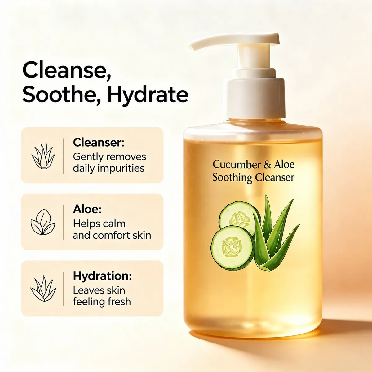 Cucumber & Aloe Soothing Cleanser: cleanser, 100 g