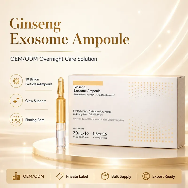 Ginseng Exosome Ampoule — Overnight Renewal & Anti-Fatigue Glow, 16 Sets: ampoule set, (30 mg + 1.5 ml) × 16 per box