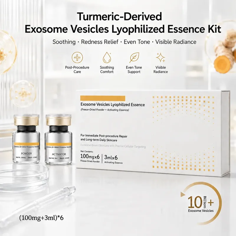Turmeric Curcumin Exosome Vial Kit — Radiance & Hydration: vial kit, (100 mg + 3 ml) × 6 per box