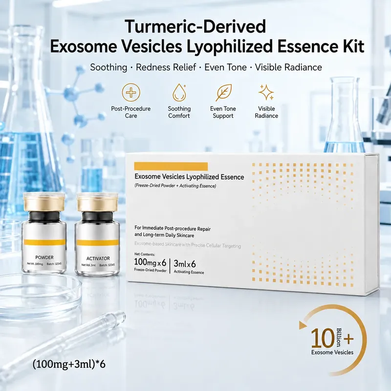 Turmeric Curcumin Exosome Vial Kit — Redness Care & Hydration, 6 Sets: vial kit, (100 mg + 3 ml) × 6 per box